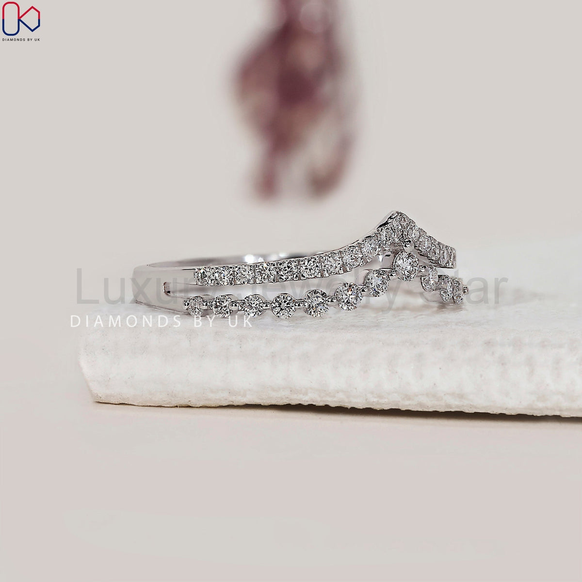 Round Cut Double Row Diamond Band - image 3