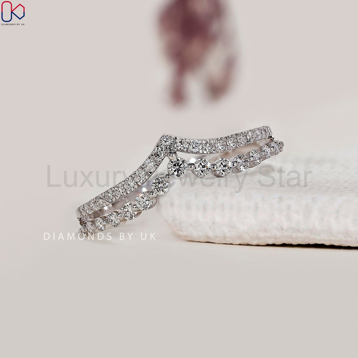 Round Cut Double Row Diamond Band - image 5