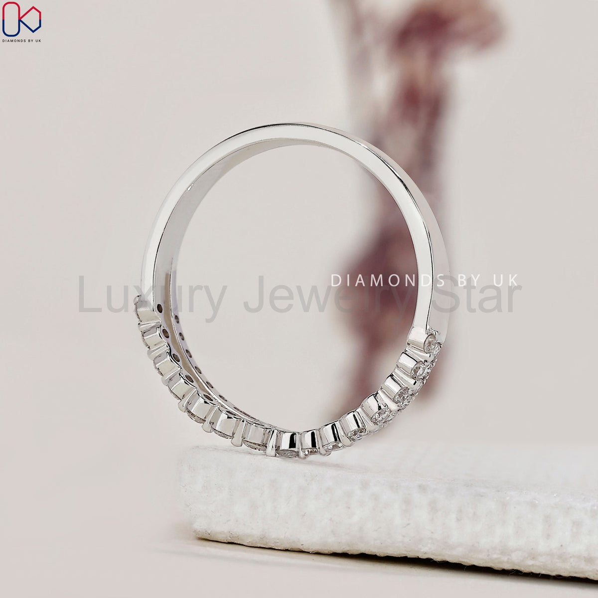 Round Cut Double Row Diamond Band - image 9