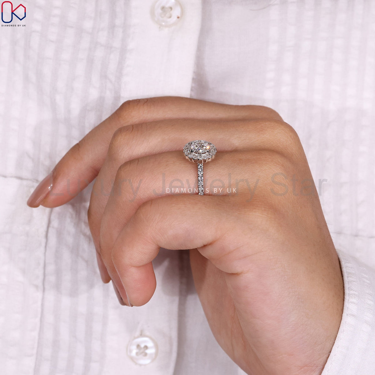 Round Cut Halo Diamond Engagement Ring - image 8