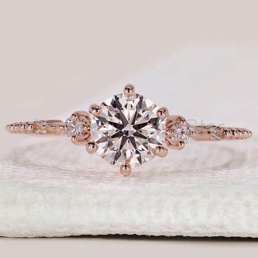 Round Cut Rose Gold 5 Stone Diamond Ring