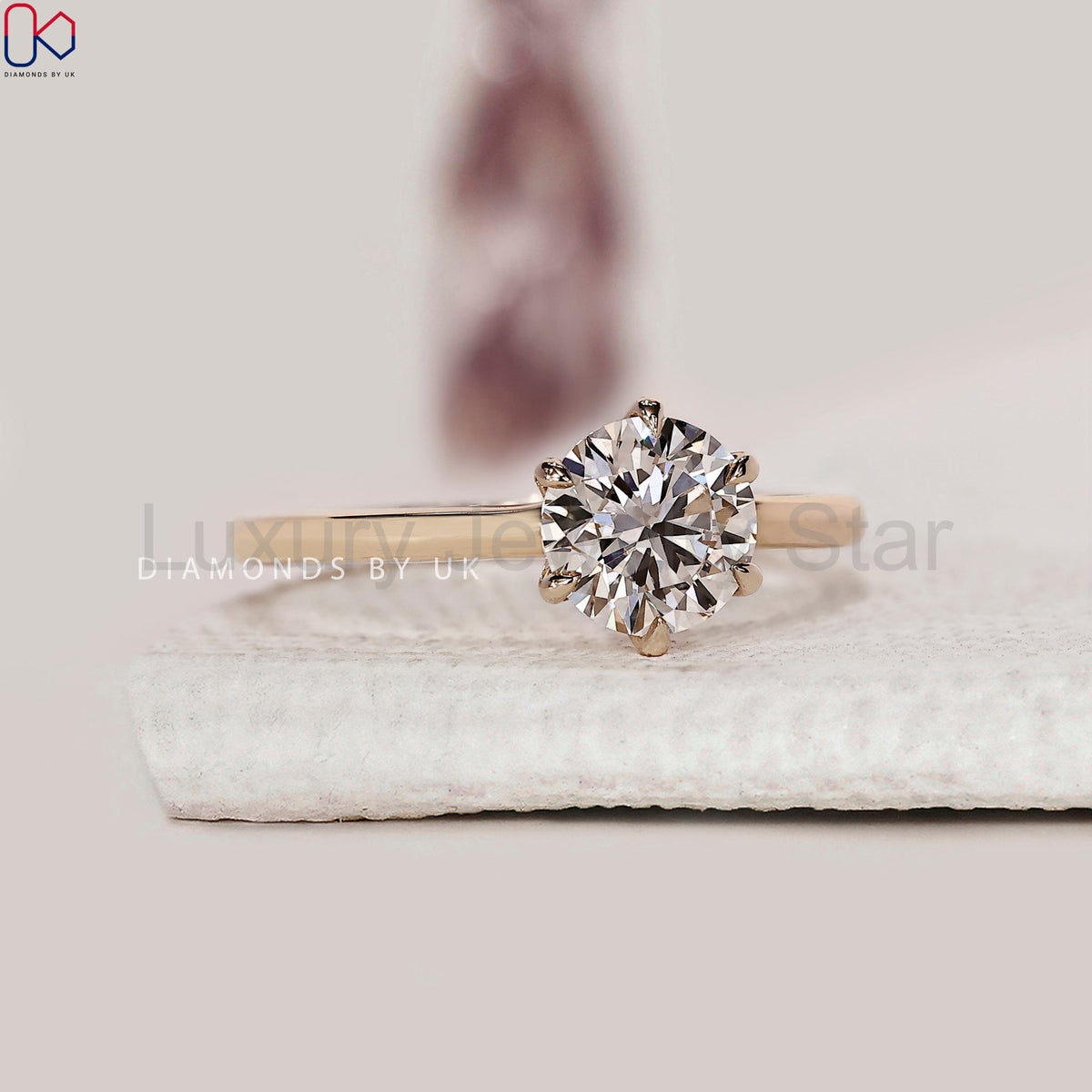 Round Cut Yellow Gold Solitaire Engagement Ring - image 3