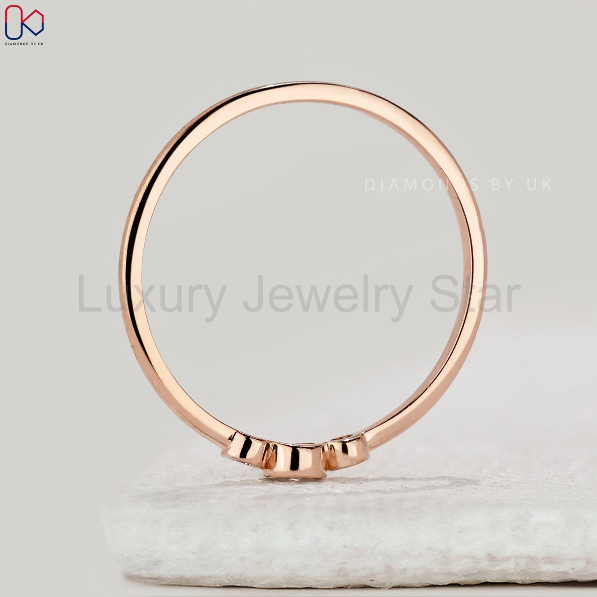 Round Diamond 3 Stone Bezel Set Band - image 9
