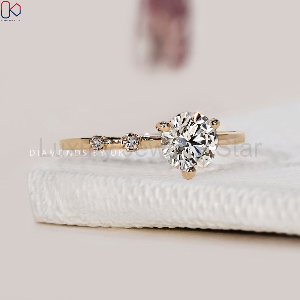 Round Diamond 3 Stone Engagement Ring - image 3