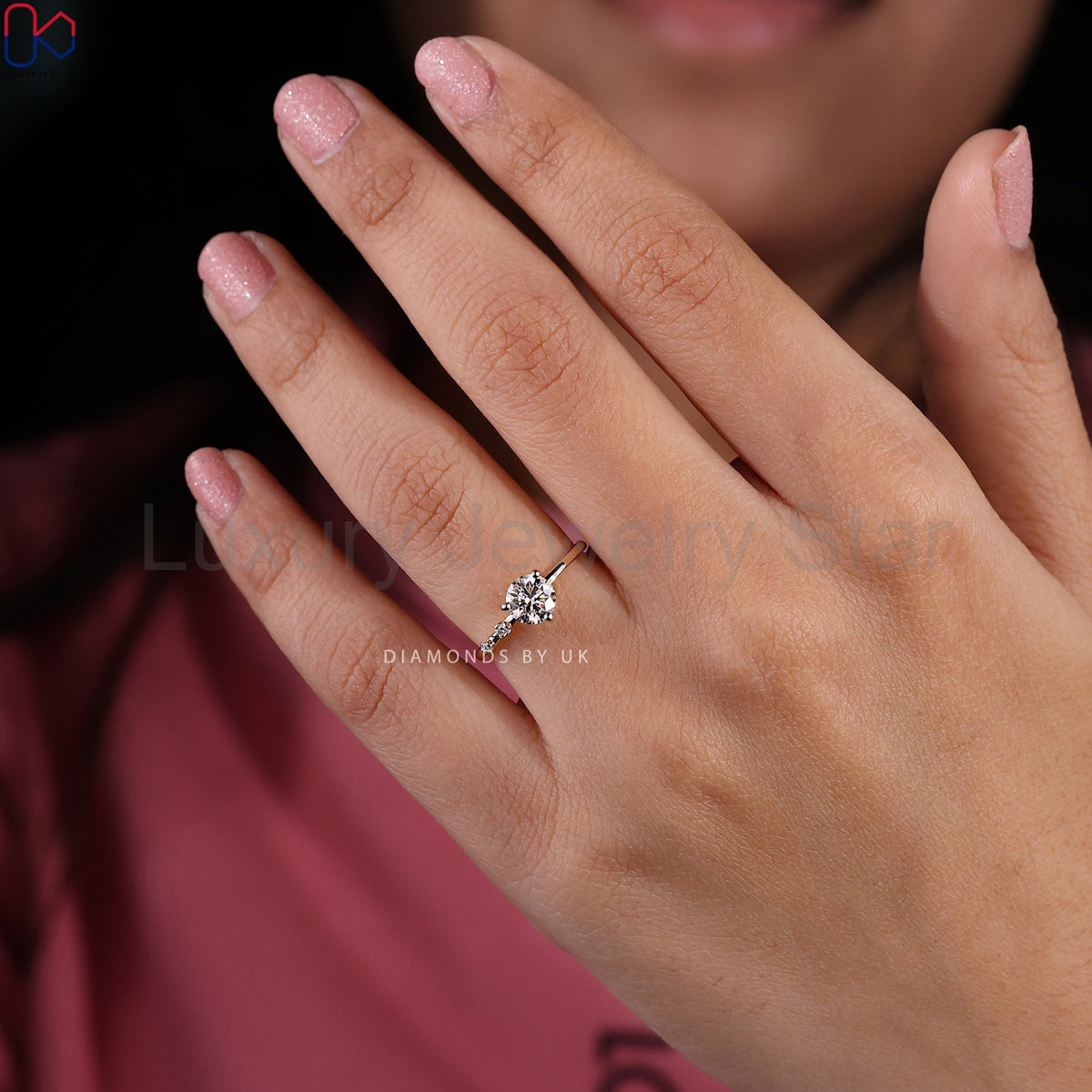 Round Diamond 3 Stone Engagement Ring - image 7
