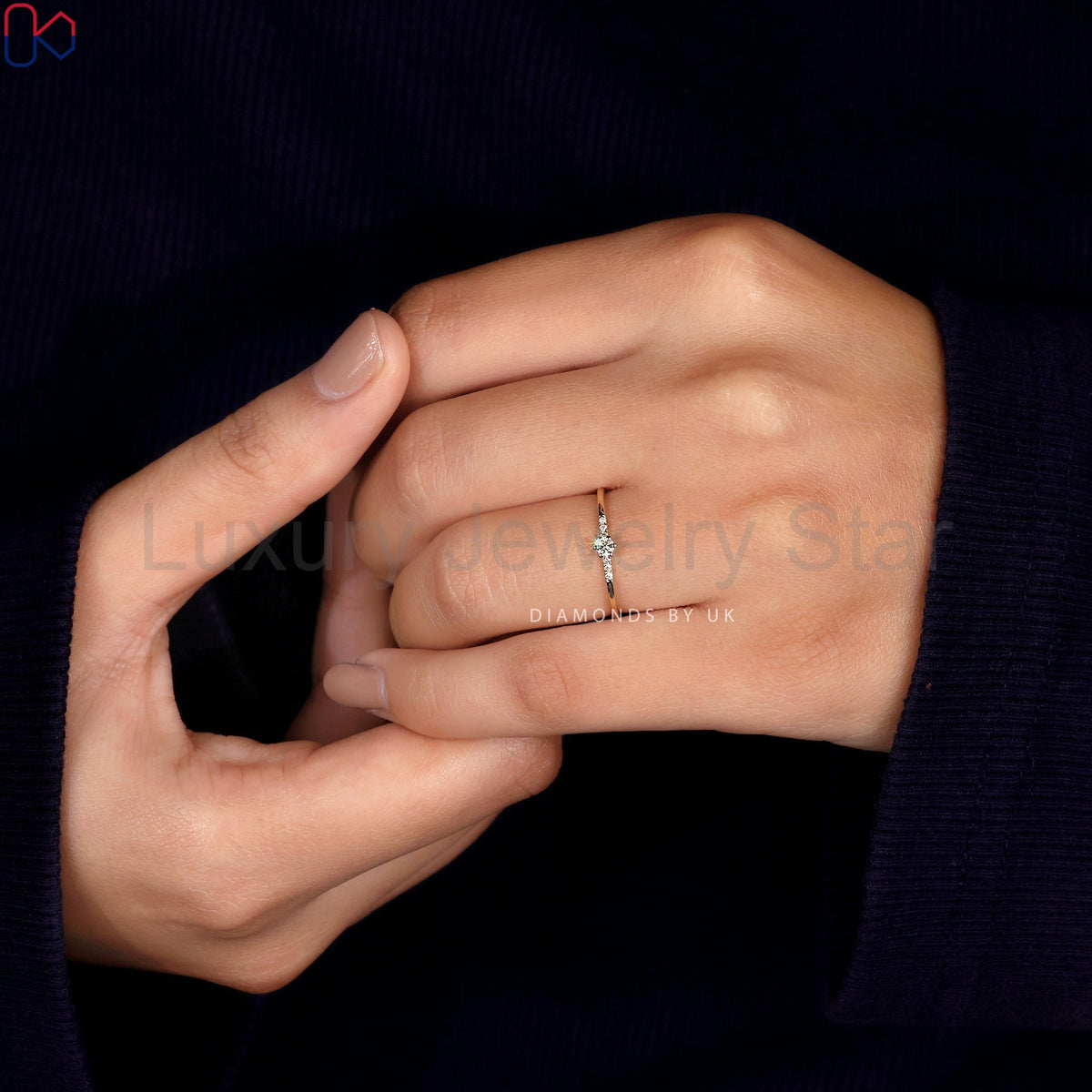 Round Diamond 7 Stone Diamond Ring - image 8
