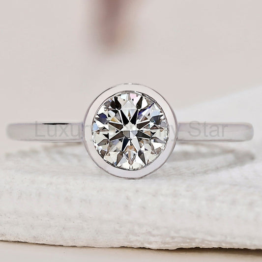 Round Diamond Bezel Set Engagement Ring