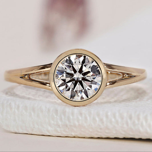 Round Diamond Bezel Set Engagement Ring