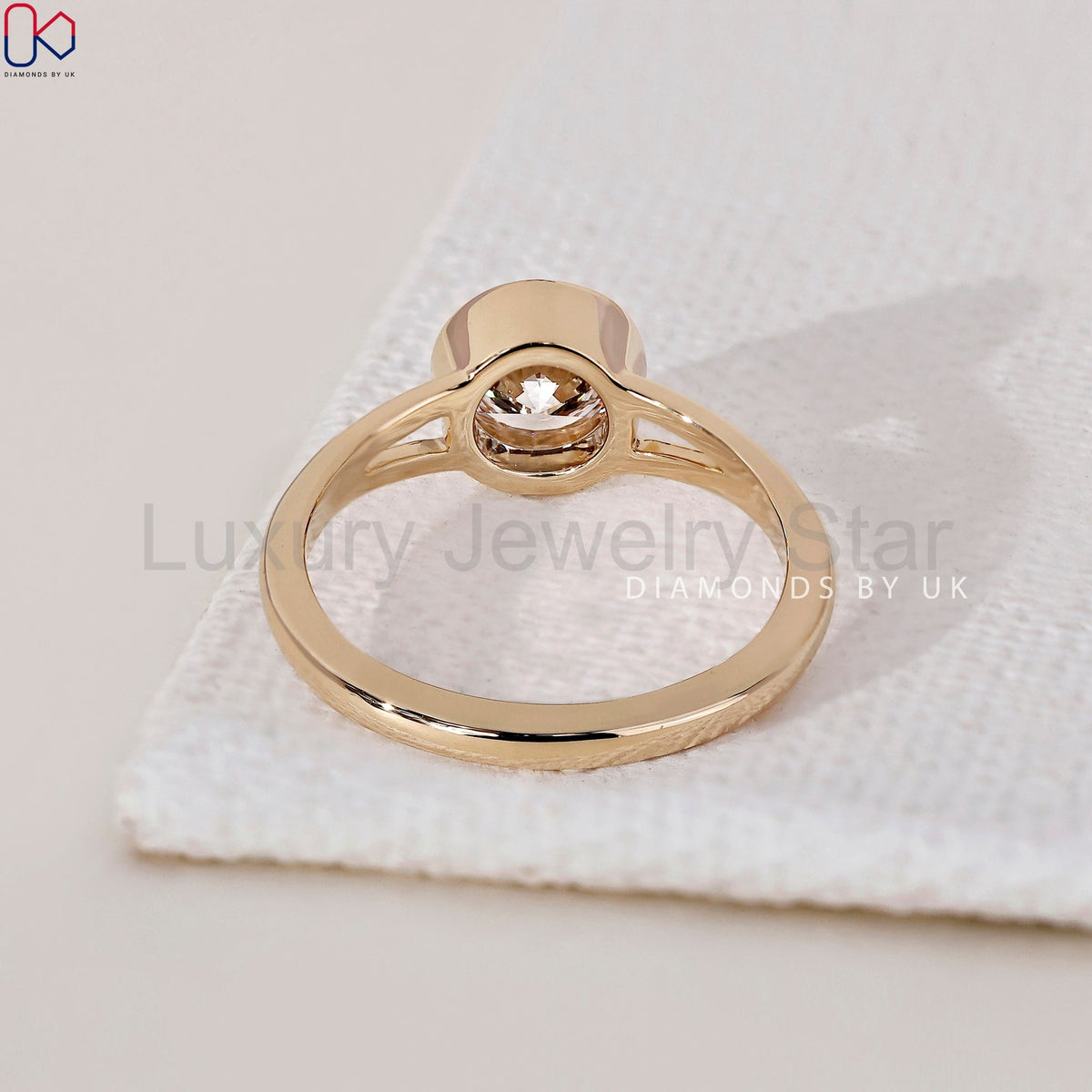 Round Diamond Bezel Set Engagement Ring - image 4