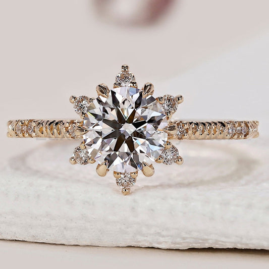 Round Diamond Cluster Engagement Ring