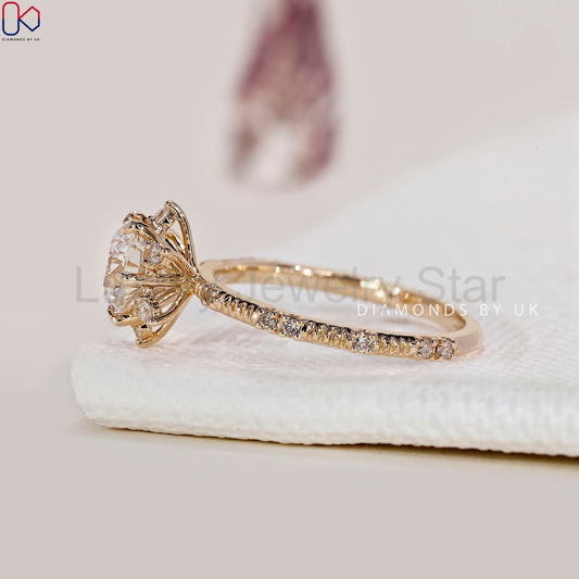 Round Diamond Cluster Engagement Ring - image 2