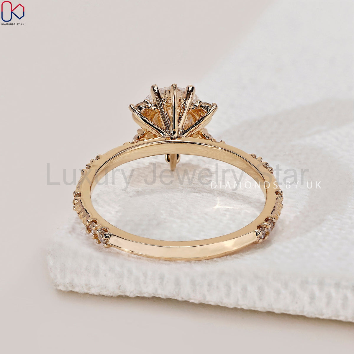 Round Diamond Cluster Engagement Ring - image 4