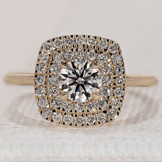 Round Diamond Double Halo Engagement Ring