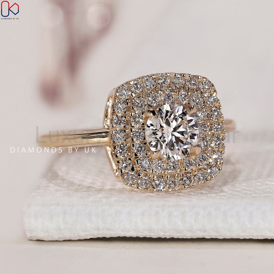 Round Diamond Double Halo Engagement Ring - image 2