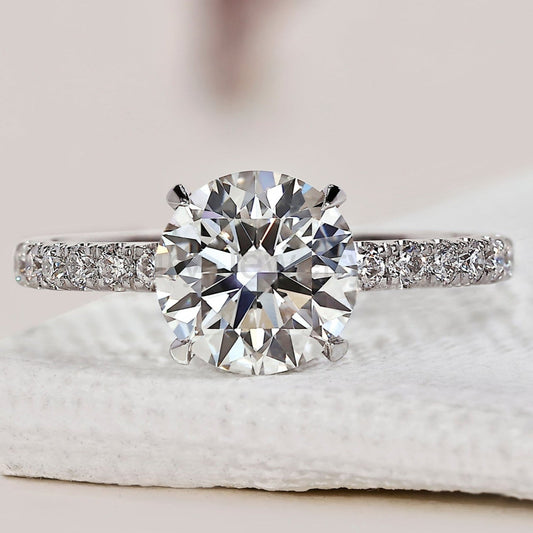 Round Diamond Double Hidden Halo Engagement Ring