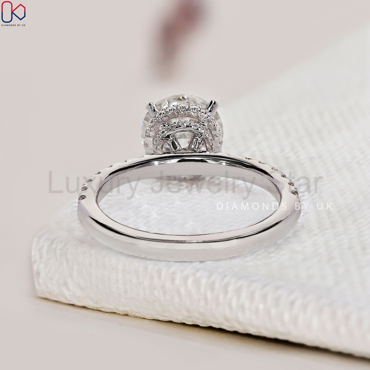 Round Diamond Double Hidden Halo Engagement Ring - image 4