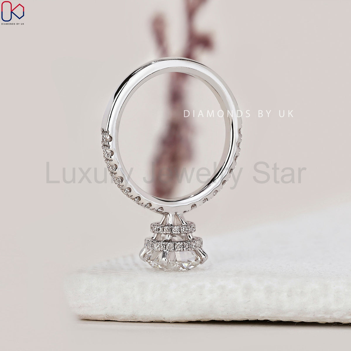 Round Diamond Double Hidden Halo Engagement Ring - image 5