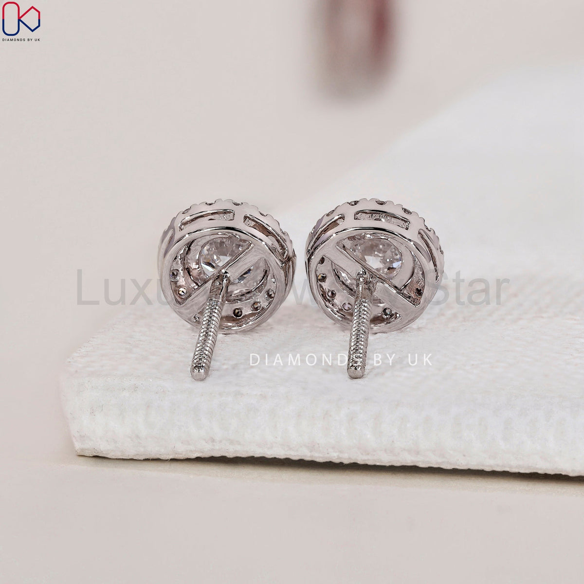 Round Diamond Earrings - Halo Design - image 6