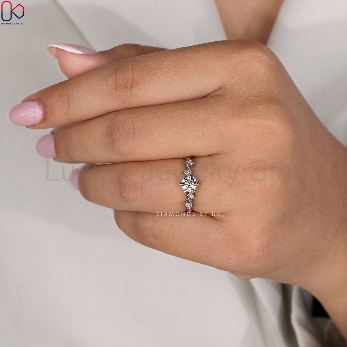 Round Diamond Engagement Ring In Filigree Design - image 11