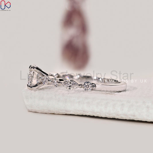 Round Diamond Engagement Ring In White Gold - image 2