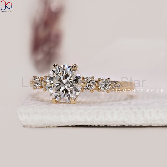 Round Diamond Engagement Ring In Yellow Gold - image 2