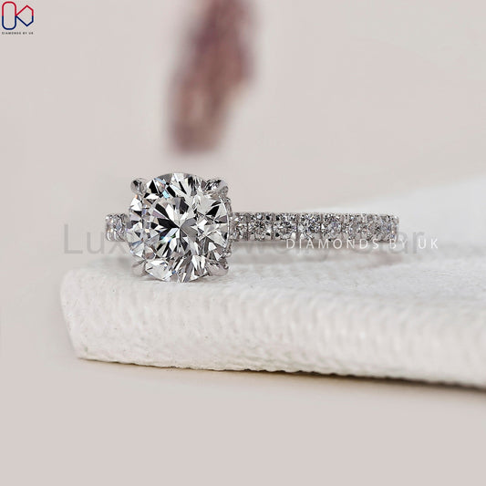 Round Diamond Hidden Halo Ring In White gold - image 2
