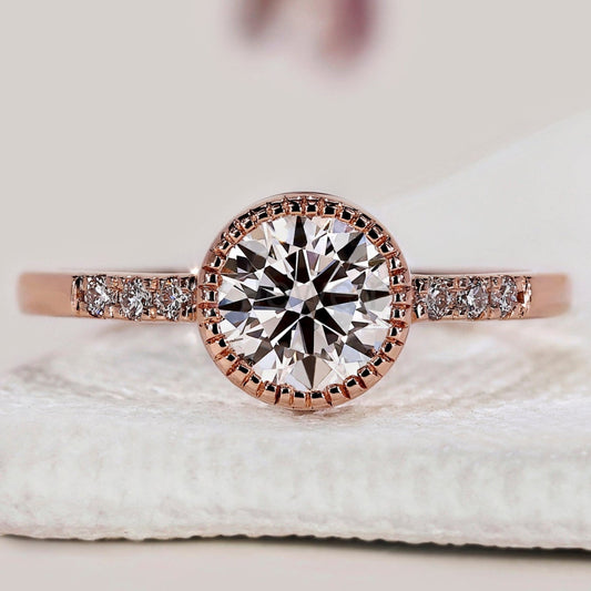 Round Diamond Milgrain Bezel Engagement Ring