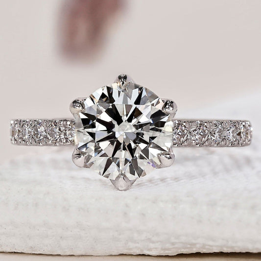 Round Diamond Tulip Setting Engagement Ring