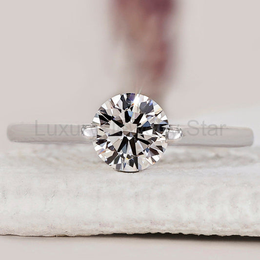 Round Solitaire Engagement Ring In White Gold