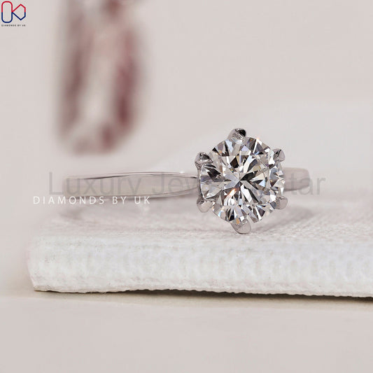 Round Solitaire Engagement Ring- White Gold - image 2