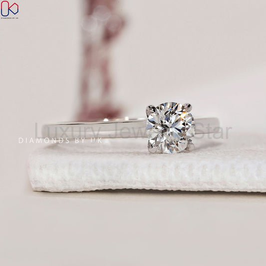 Solitaire Engagement Ring - Round Cut Diamond - image 2
