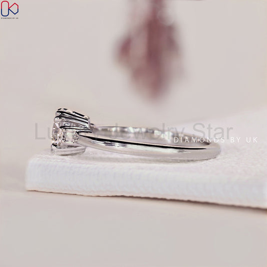 Three Diamond Engagement Ring - Round Cut - image 2