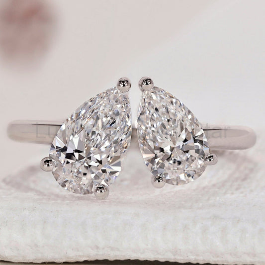 Toi et Moi Engagement Ring - Pear Diamond