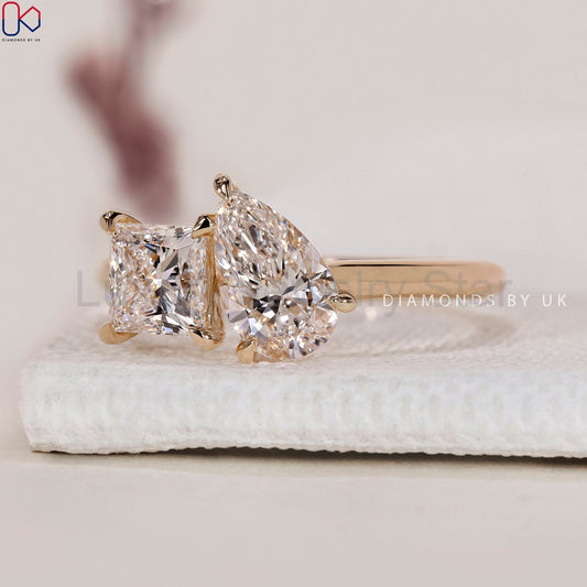 Toi Et Moi Ring - Pear And Princess Diamond - image 2