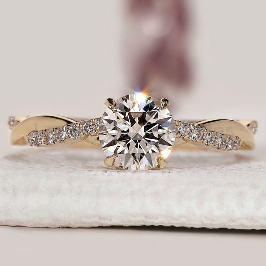 Twisted Pave Round Diamond Engagement Ring