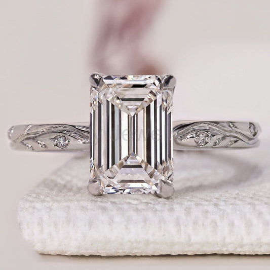 Vintage Inspired Emerald Diamond Ring in Art Deco