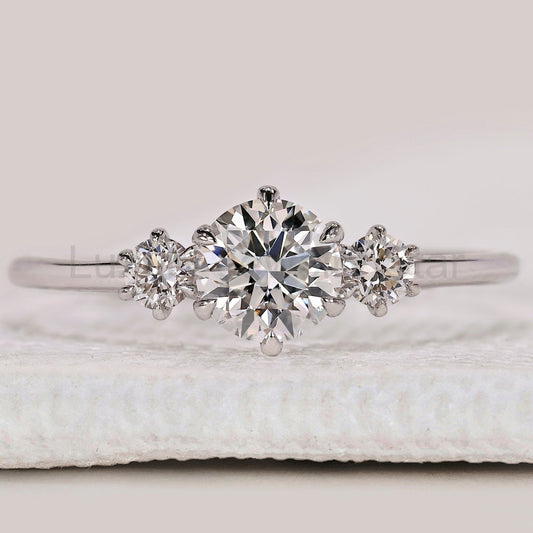 White Gold 3 Stone Round Diamond Ring