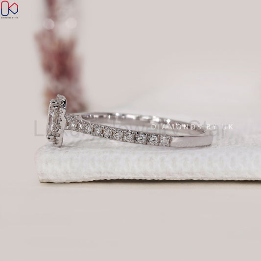 White Gold Emerald Cut Diamond Engagement Ring - image 2