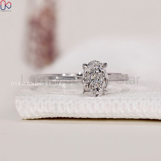 White Gold Oval Solitaire Engagement Ring - image 2