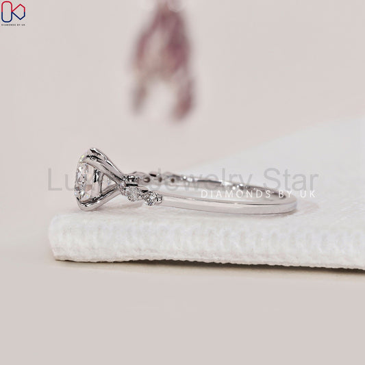White Gold Round Engagement Ring - image 2