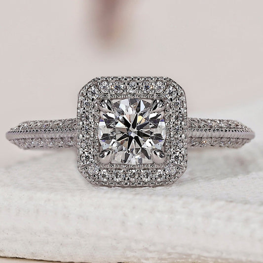 White Gold Round Halo Engagement Ring
