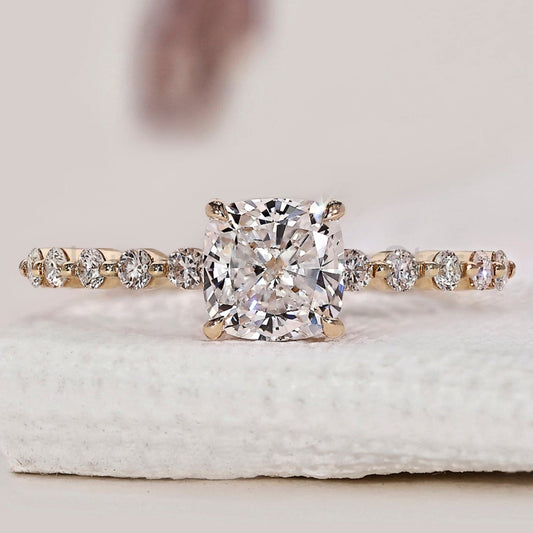 Yellow Gold Cushion Cut Engagement Ring