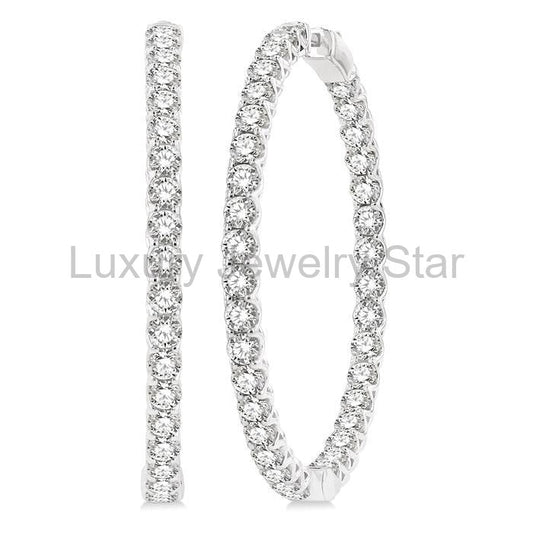 1 3/4-Inch Round Inside-Out Diamond Hoop Earrings
