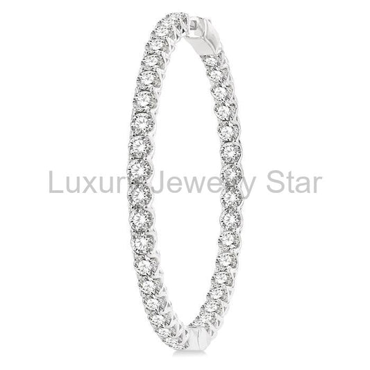 1 3/4-Inch Round Inside-Out Diamond Hoop Earrings - image 2