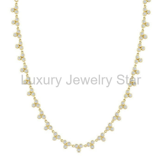 3 Stone Bezel Diamond Station Necklace