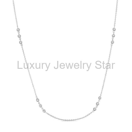3 Stone Diamond Station Necklace