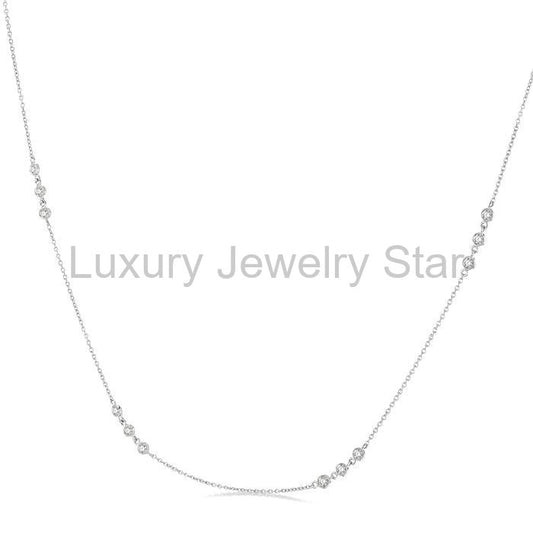 3 Stone Diamond Station Necklace - image 2