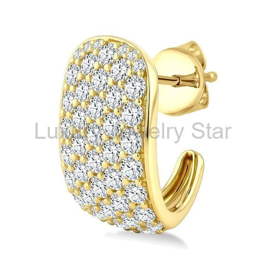 5 Row Diamond Fashion Pave Half Hoop Earrings - image 2