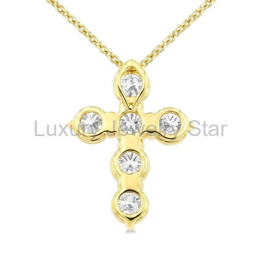 6 Stone Cross Diamond Fashion Pendant