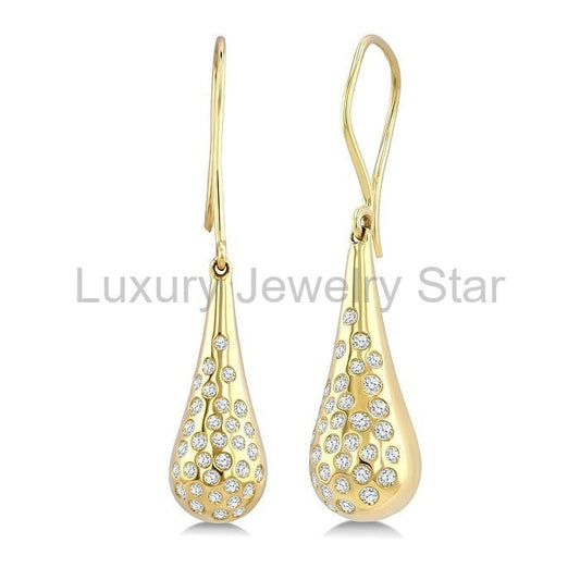 Aeris Gold Bold Mosaic Drop Diamond Fashion Earrings